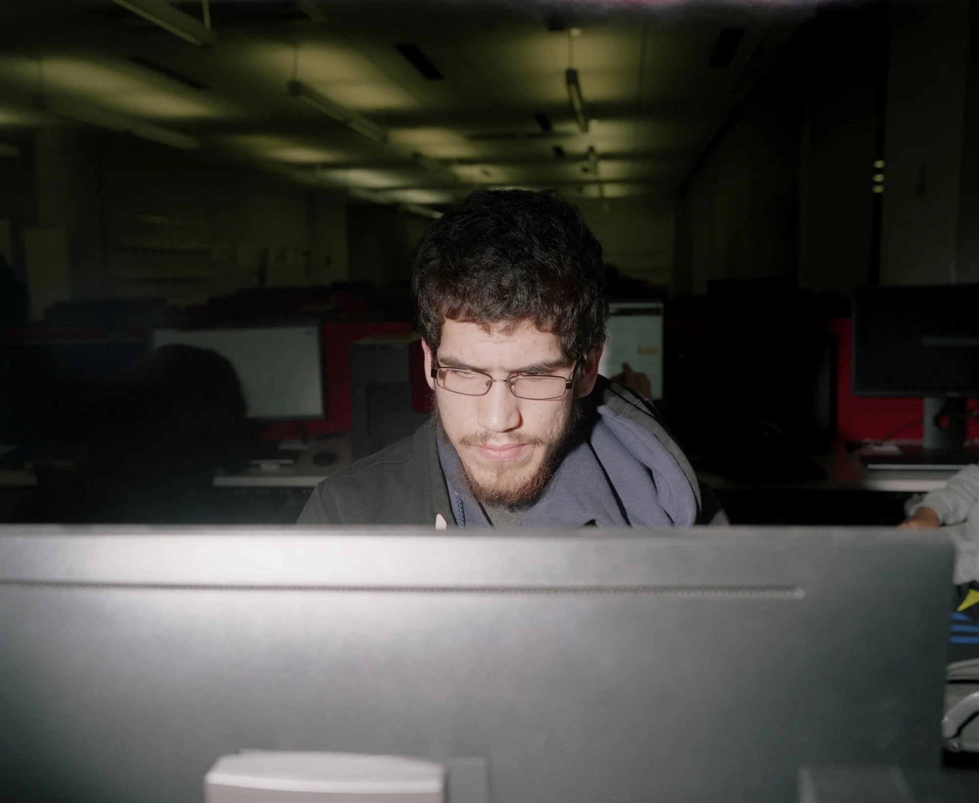 student working at computer